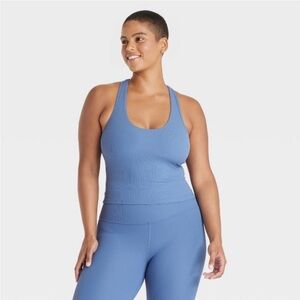 FULL  SET   Women’s   Athletic Leggings and Tank Top.  Blue.  M
